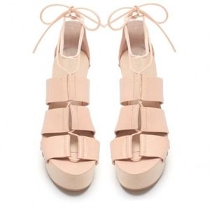 🌼 NWOT Loeffler Randall leather lace-up wedges